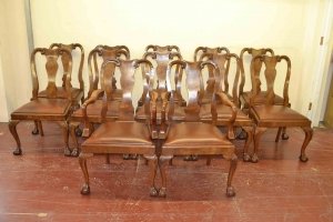 Stunning Set 12 Vintage Walnut Queen Anne Chairs | Ref. no. 02964 | Regent Antiques