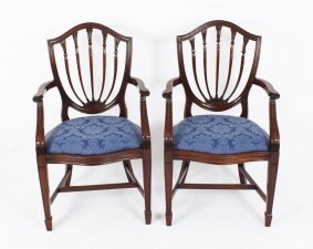 Vintage Pair Hepplewhite Revival Arm Chairs Desk Chairs 20th Century