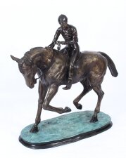Vintage Large Horse & Jockey Bronze Sculpture Mene& 39 20th Century
