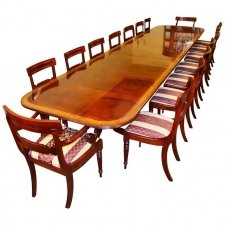 Vintage 16ft Regency Style Dining Table & 16 Chairs Flame Mahogany | Ref. no. 03131a | Regent Antiques