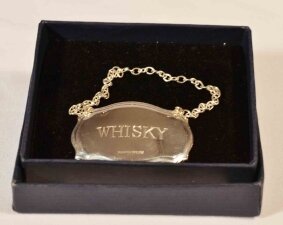 Sterling Silver Whiskey Drink Label Lovely Gift for Him | Ref. no. 03189 | Regent Antiques