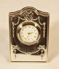 Elegant Sterling Desk Clock Velvet Back Lovely Gift | Ref. no. 03191 | Regent Antiques