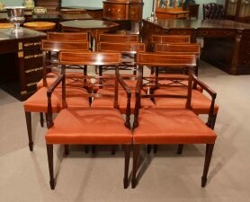 Set of 8 Vintage Regency Dining Chairs Bar Back | Ref. no. 03214 | Regent Antiques