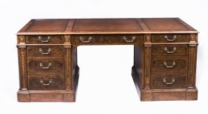Victorian Style Partners Desk | Burr Walnut | Pedestal Desk | Ref. no. 03242a | Regent Antiques