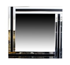 Cool and Chic Silver and Ebony Square Art Deco Mirror 90 x 90 cm | Ref. no. 03380 | Regent Antiques