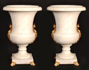 Pair of Stunning White Marble & Ormolu Mounted Urns | Ref. no. 03637 | Regent Antiques
