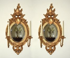 Stunning Pair Ornate Oval Italian Gilded Mirrors 79 x 40 cm | Ref. no. 03662b | Regent Antiques