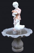 Charming Pink Marble Garden Fountain Statue Child Fish | Ref. no. 03681 | Regent Antiques