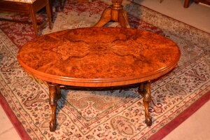 Fine Victorian Oval Cabriole  Burr Walnut Coffee Table | Ref. no. 03696 | Regent Antiques
