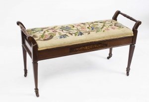 Antique Edwardian Rosewood Inlaid Bench Stool c.1900 | Ref. no. 03715 | Regent Antiques