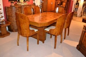 Antique Art Deco Burr Walnut Dining Table & 6  Chairs | Ref. no. 03725a | Regent Antiques