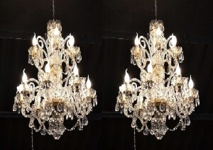 Pair of Vintage Venetian Two Tier 12 Light Chandeliers | Ref. no. 03726A | Regent Antiques