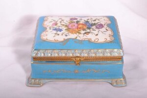 Stunning Hand Painted Blue Russian Porcelain Casket | Ref. no. 03791 | Regent Antiques