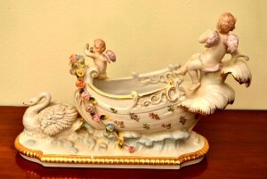 Charming Hand Painted Dresden Style Porcelain Sled | Ref. no. 03880 | Regent Antiques