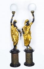 A Pair of 8ft Gilded Bronze Blackamoor Lamps on Stands | Ref. no. 03924 | Regent Antiques