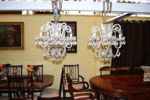 Pair of Vintage Venetian 5 Light Crystal Chandeliers | Ref. no. 03955 | Regent Antiques