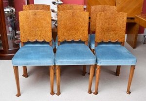 Antique 6 Art Deco Burr Walnut Dining Chairs Circa 1920 | Ref. no. 03980 | Regent Antiques