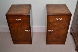 Antique Pair Art Deco Burr Walnut Bedside Cabinets 1920 | Ref. no. 04008 | Regent Antiques