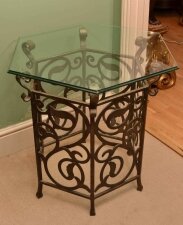 Vintage Occasional Table Iron Base with Glass Top | Ref. no. 04022 | Regent Antiques