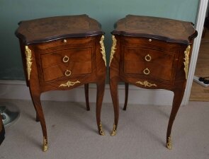 Pair Inlaid Burr Walnut Empire Style Bedside Cabinets | Ref. no. 04058 | Regent Antiques