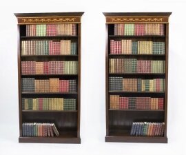 Bespoke Pair Sheraton Style Mahogany Open Bookcases