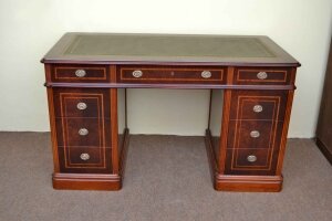 Vintage Small  Inlaid Mahogany Pedestal Desk | Ref. no. 04136 | Regent Antiques