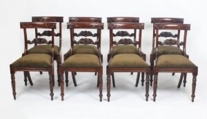 Vintage Set 8 Regency Revival Mahogany Bar Back Dining Chairs 20th C