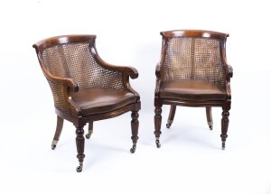 Pair Regency Style Caned Library Bergere Armchairs | Ref. no. 04242 | Regent Antiques