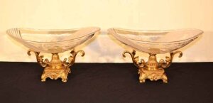 Pair of Clear Cut Glass & Gilded Bronze Centrepieces | Ref. no. 04347 | Regent Antiques