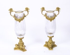 Pair French Cut Glass & Gilded Ormolu Vases | Ref. no. 04352 | Regent Antiques
