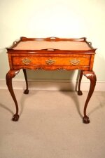 Queen Anne Style Burr Walnut Side Table & Tray | Ref. no. 04370 | Regent Antiques