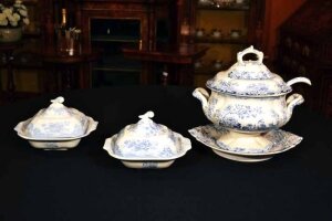 Antique Victorian Blue & White Tureen & Pair Tureens | Ref. no. 04542 | Regent Antiques