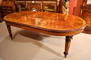 Victorian Style Dining Table  Burr Walnut Marquetry | Ref. no. 04563 | Regent Antiques