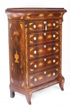 Antique Dutch Marquetry Walnut Seven Drawer Chest Early 19th C