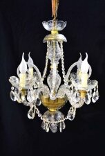 Vintage Small Venetian 4 Light Crystal Chandelier 20th Century