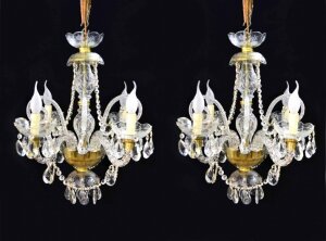 Pair of Vintage Venetian Four Light Crystal Chandeliers | Ref. no. 04881a | Regent Antiques