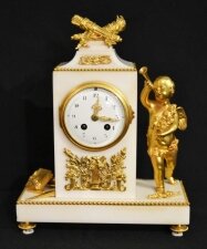 Antique French White Marble Ormolu Mantel Clock c.1850 | Ref. no. 04897 | Regent Antiques