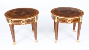 Vintage Pair of French Empire Revival Burr Walnut Side Tables 20th C