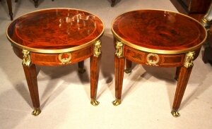 Striking Pair Empire Style Burr Walnut Coffee Tables | Ref. no. 04921a | Regent Antiques