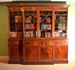 Vintage Inlaid Mahogany Breakfront Secretaire Bookcase | Ref. no. 04956 | Regent Antiques