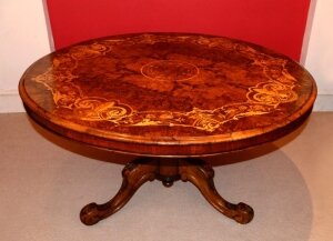 Antique Victorian Burr Walnut Marquetry Loo Table C1860 | Ref. no. 05091 | Regent Antiques