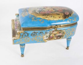 Large Grand Piano Sevres Style Celeste Porcelain Casket | Ref. no. 05130 | Regent Antiques