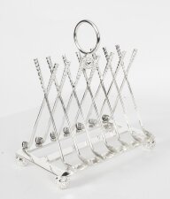 Vintage Silver Plated Letter Toast Rack Crossed Golf Clubs 20th C