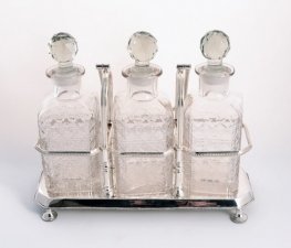 Silver Plated Tantalus & Three Cut Glass Decanters Set | Ref. no. 05230 | Regent Antiques
