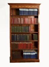 Vintage Sheraton Revival Burr Walnut Open Bookcase 20th C