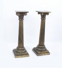 Antique Pair Corinthian Column Pedestals 
