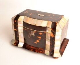 Antique Tortoiseshell & Mother of Pearl Tea Caddy c1840 | Ref. no. 05644 | Regent Antiques