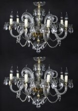 Vintage Pair of Venetian 8 Light Chandeliers 20th C