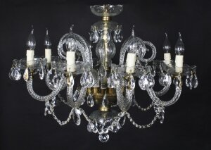 Vintage Venetian Glass 8 Branch Chandelier 20th Century