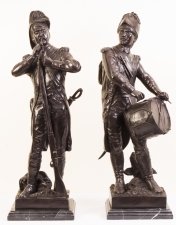 Pair Napoleonic Military Bronzes | Rifleman & Drummer Rifleman | Ref. no. 06059 | Regent Antiques